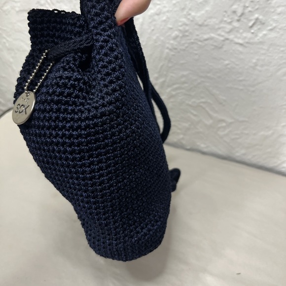 The Sak - women's backpack maroon crocheted drawstring purse bag Navy Blue - Picture 5 of 7